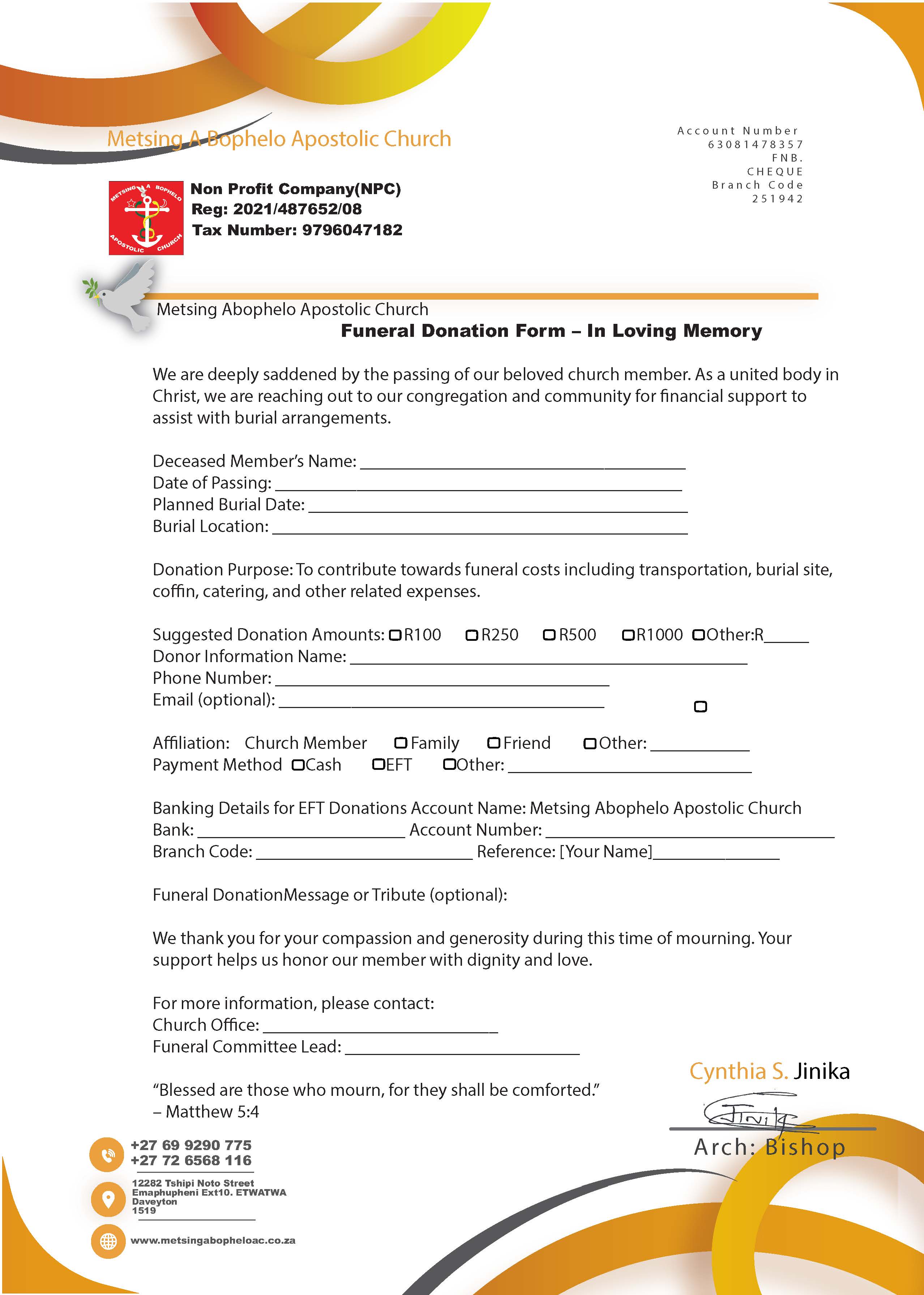 Donation form letter